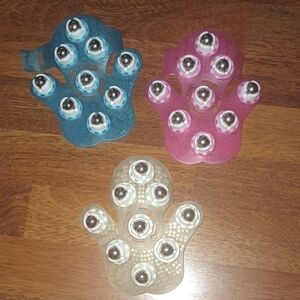 Set of Three Massage Rollers in Blue, Pink, and White